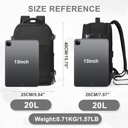 coowoz Travel Backpack Carry On for Women Man Black Gym Backpack with Laptop Compartment Mochila de Viaje Teacher Personal Item Backpacks Rucksack Airplane Accessories Must Haves Small