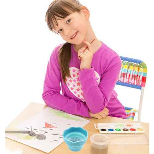 3 PCS Collapsible Paint Brush Washer Mini Foldable Silicone Watercolor Acrylic Oil Painting Silicone Washing Bucket Brush Holder Organizer Painting Water Cup for Watercolor Oil Painting
