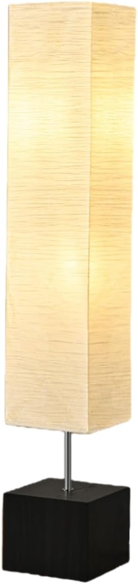 46" Floor Lamp, Modern Standing Lamp with Solid Wood Base & Xuan Paper Shade, Tall Reading Light with Foot Pedal Switch, E26 Bulb Compatible, Ideal for Bedroom, Living Room, Study