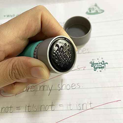 WAFJAMF Pack of 6 Sorted Teacher Stamp Teachers Self-Inking Rubber Stamps Teacher Review Photosensitive Stamps Behavior Stamps for Education Good Job-6pcs