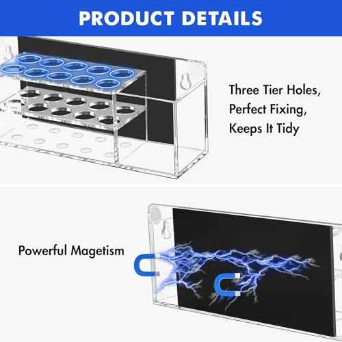 Magnetic Dry Erase Marker Holder for Whiteboard, Wall Mount Pen Holder for Refrigerator, Clear Pencil Holder for Fridge, Strong Magnet Locker Organizer for Classroom, Office