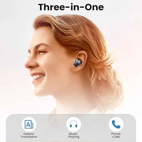 AI Translation Earbuds Real Time, 139 Language Translator Earbuds TWS 3-in-1 Translation Headphones, Translation Device for Travel Business Learning Compatible with iOS and Android, Black
