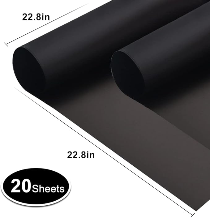 BEISHIDA 20 PCS Black Floral Wrapping Paper-Matte Waterproof Flower Wrapping Paper Bouquet for Florist Supplies, DIY Crafts, Gift Packaging, Birthday Wedding Mother's Day Gift