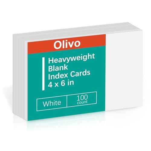 Blank Index Cards 4x6 Unlined Unruled Flash Note Cards 4" x 6", White, 100 Count, 220 GSM Heavy Weight