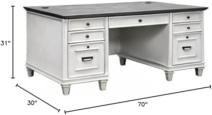 Martin Furniture Double Pedestal Desk, White
