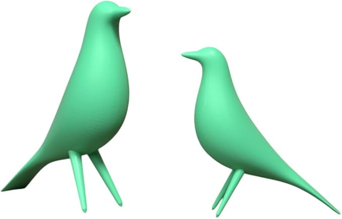 Mid Century Modern Retro Style Bird Family Decor Vintage Look Figurines 1960s 50s MCM Midmod Set of 2 Office Decoration Home Living room Gift (Mint)