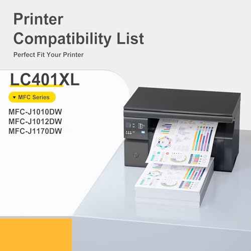 LC401XL LC401 High Yield MFC-J1010DW Ink Cartridges Replacement LC401XL LC401 XL Ink 4 Pack Compatible for Brother MFC-J1010DW MFC-J1012DW MFC-J1170DW Upto 500 Pages Black Cyan Magenta Yellow