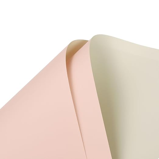 Double Sided Color Flower Wrapping Paper - 20 Sheet Waterproof Floral Bouquet Wrapping Paper Fits for Wedding Graduation Gifts - (22.8x22.8 Inch, Milk White/Pink)