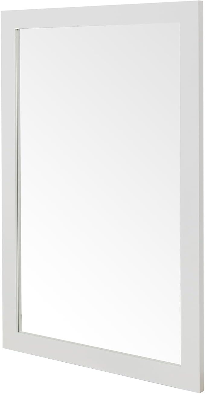 ARIEL Rectangular Wooden Mirror 24" x 36" in White, Flexible Horizontal/Vertical Hanging for Bathroom, Vanity, Entryway & Living Room Decor, Farmhouse Style