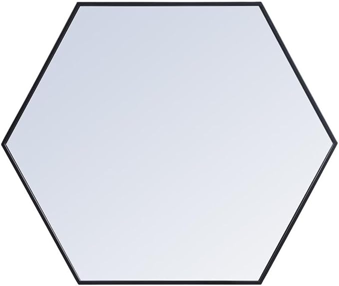 Elegant Decor Eternity 32" x 38" Hexagonal Metal Frame Mirror in Black