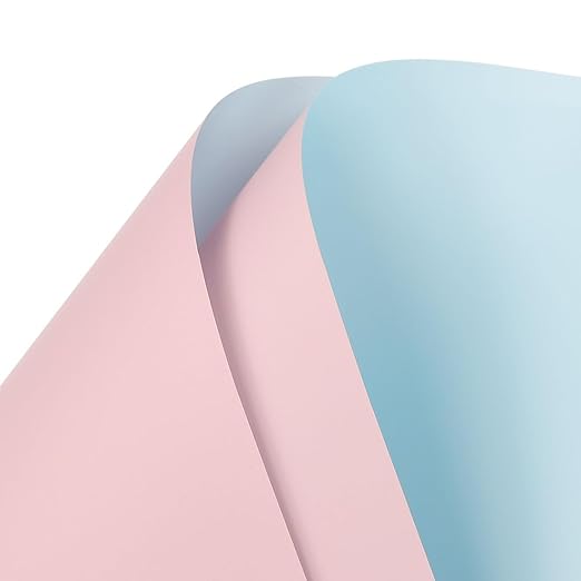 Double Sided Color Flower Wrapping Paper - 20 Sheet Waterproof Floral Bouquet Wrapping Paper Fits for Wedding Graduation Gifts - (22.8x22.8 Inch, Light Pink/Light Blue)
