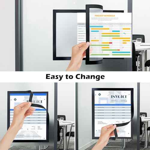 Magnetic Sign Holder - 8.5¡¿11" Wall Mounted Self-Adhesive Magnetic Paper Holder,Transparent Wall Display Frame with Black Edge,Suitable for Office, Store, Mall, Home (6pack)