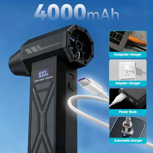 Electric Air Duster, Four-Speed Adjustable Speed ??110000RPM Compressed Air Duster with LED Light, Rechargeable Blower, Dust Collector for Computers, Keyboards, Home, Outdoor and Car