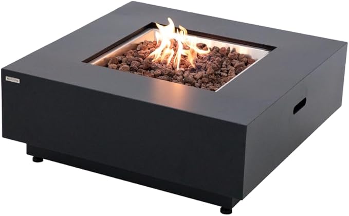 Ashton 36” Propane Fire Pit Smokeless Firepit Outdoor Gas Fire Pit for Outside Patio Firepit Table Includes Rain Cover Converter Kit Lava Rocks Lid CSA Certified