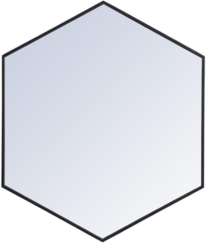 Elegant Decor Eternity 32" x 38" Hexagonal Metal Frame Mirror in Black
