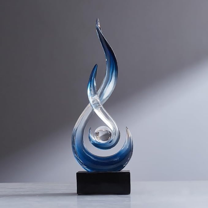 Modern Abstract Art Table Decoration,Resin Flame Statue Modern Centerpiece Ornaments for Living Room Great Gift Idea Home Decor,Collectibles (Bule)