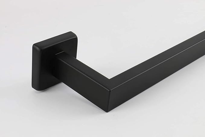 TocTen Bath Towel Rack - Square Base Thicken SUS304 Stainless Steel Towel Bar for Bathroom, Bathroom Accessories Towel Rod Heavy Duty Wall Mounted Towel Holder. (Black, 33)