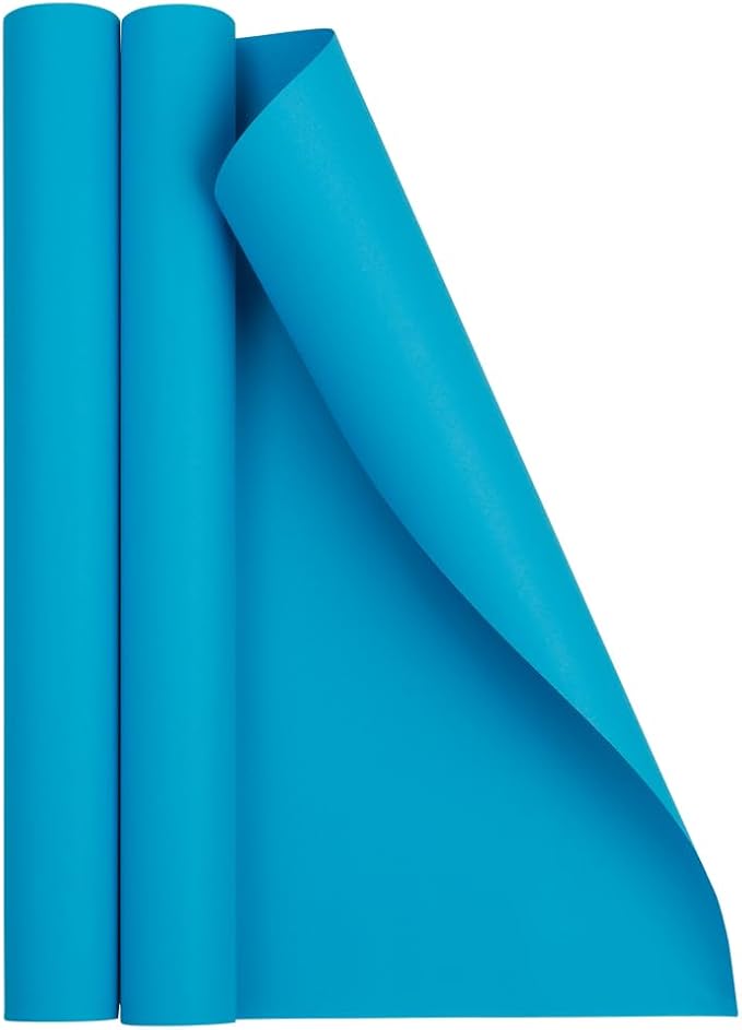 JAM Paper Gift Wrap - Matte Wrapping Paper - 52.6 Sq Ft Total (17 in x 18 Ft Each) - Matte Bright Blue/Peacock Blue - 2 Rolls/Pack