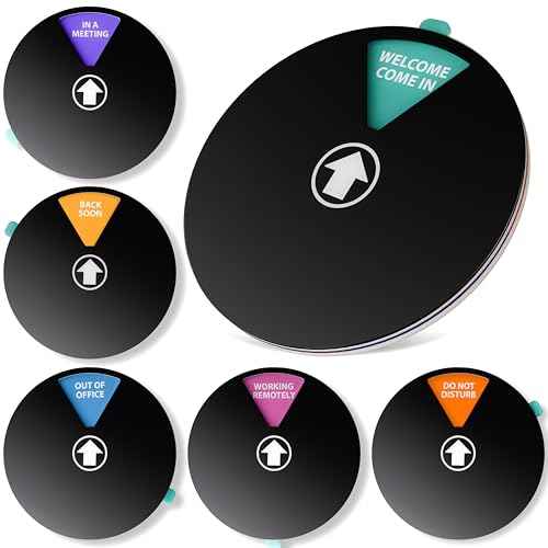 Office Door Signs - Rotating Status Door Sign - Do not Disturb, Out of Office, In a Meeting, Back Soon, Working Remotely, Welcome Come In - Dual Mounted Fit For Door, Wall or Window