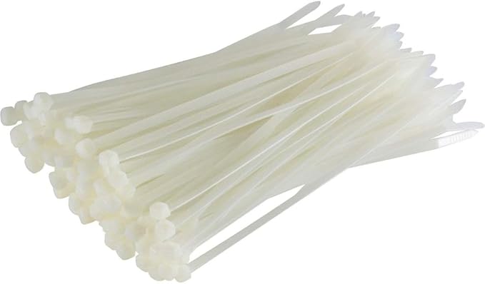 GTSE 8 Inch White Zip Ties, Saddle Mounts and Self Tapping Screws Set, 100 Pack Cable Ties, 50lb Strength, UV Resistant Strong Self-Locking Tie Wraps