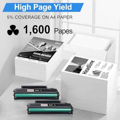 PB-211 Toner Cartridge Compatible for PB211 PB-211E PB211EV Black Toner Cartridge Work for Pantum P2502W P2500W M6552NW M6550NW M6600NW M6602NW Series, Yeild up to 1600 Pages (2 Black)