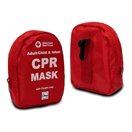 American Red Cross CPR Mask - Adult, Child & Infant with O2 Inlet | Soft Case & Gloves Included