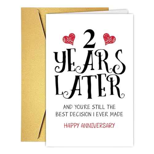 Romantic 2 Years Anniversary Card for Husband Wife, Sweet 2nd Wedding Anniversary Presents, Idea Two Years Wedding Card Gift for Him Her, 2nd Wedding Anniversary Card For Women Men