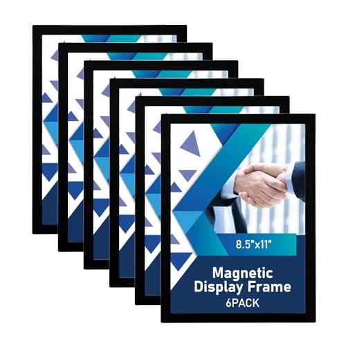 Magnetic Sign Holder - 8.5¡¿11" Wall Mounted Self-Adhesive Magnetic Paper Holder,Transparent Wall Display Frame with Black Edge,Suitable for Office, Store, Mall, Home (6pack)