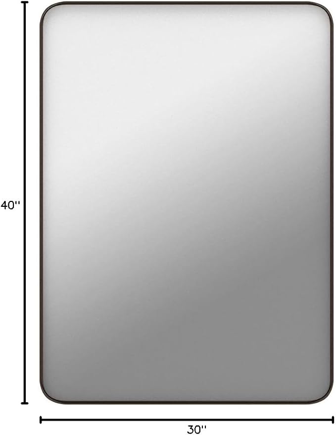 ANDY STAR Bathroom Mirrors for Wall, 30"x40" Bronze Bathroom Mirror, Rounded Rectangle Mirror, Framed in Premium Stainless Steel with Brushed Finish
