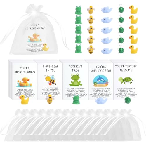 60Sets Employee Appreciation Gifts Bulk for Coworkers Thank You Staff Gift Funny Animal Pun Greeting Note Cards Inspirational Resin Office Pocket Gifts