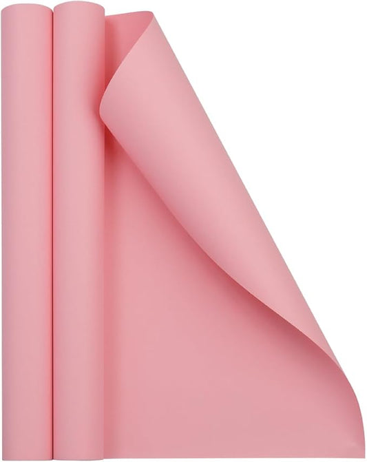 JAM Paper Gift Wrap - Matte Wrapping Paper - 52.6 Sq Ft Total (17 in x 18 Ft Each) - Matte Light Baby Pink - 2 Rolls/Pack