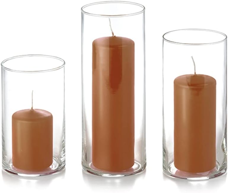 yummi Set of 12 Slim Pillars and Cylinder Vases - Toffee