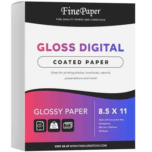 8.5x11 Gloss Digital Paper, Perfect for Color Laser Printing, Design Proposals, Flyers, Brochure, 8.5 x 11¡± Letter Size, 80lb Text (32lb Bond) 96 Bright, Acid Free, Glossy Coated Finish | 500 Sheets