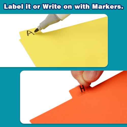 Chell 4x6 Plastic Index Card Dividers, Heavyweight Poly Index Card Guides A-Z for Flash Cards and Recipe Cards, with Alphabetical/Blank Stickers, Pack of 25