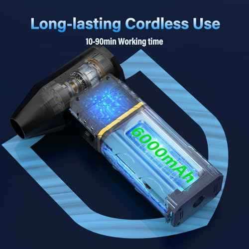 IVJ Compressed Air Duster, 130000RPM 4-Gear Adjustable Mini Electric Air Duster with Brushless Motor, Rechargeable Cordless Air Duster for Keyboard, Computer, House, Car, Replaces Compressed Air Can