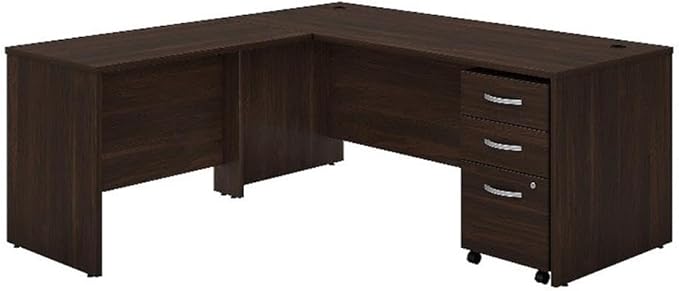 Bush Business Furniture Studio C L Shaped Desk with Mobile File Cabinet and Return, 72W x 30D, Black Walnut