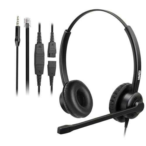 MAIRDI Phone Headset with Microphone Noise Canceling, Telephone Headset for Call Center, Office Headset with RJ9 & 3.5mm Jack for Landline Deskphone Cell Phone PC Laptop, Work for Polycom Avaya