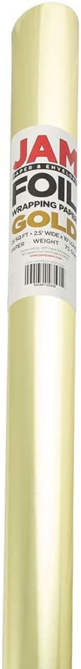 JAM Paper Gift Wrap - Metallic Wrapping Paper - 25 Sq Ft - Gold Foil - Roll Sold Individually