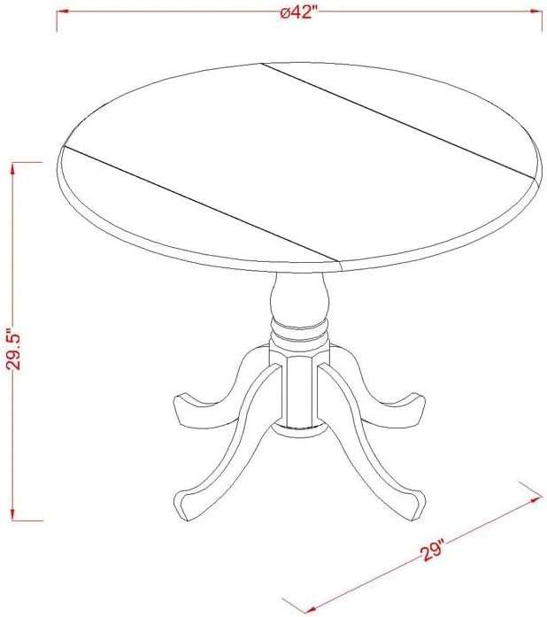 East West Furniture DLT-BLK-TP Dublin Modern Kitchen Table - a Round Dining Table Top with Dropleaf & Pedestal Base, 42x42 Inch, Black
