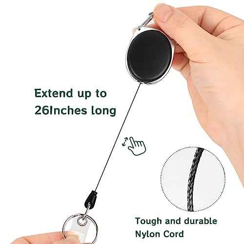 Simetufy 50 Pcs Retractable Badge Reels, Heavy Duty ID Badge Holder Retractable Clip Bulk, Key Holder with Ring for Office Worker Employee, Doctor Nurse