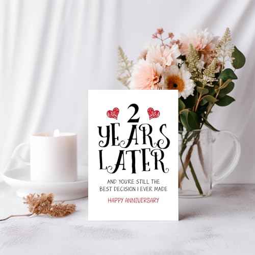 Romantic 2 Years Anniversary Card for Husband Wife, Sweet 2nd Wedding Anniversary Presents, Idea Two Years Wedding Card Gift for Him Her, 2nd Wedding Anniversary Card For Women Men