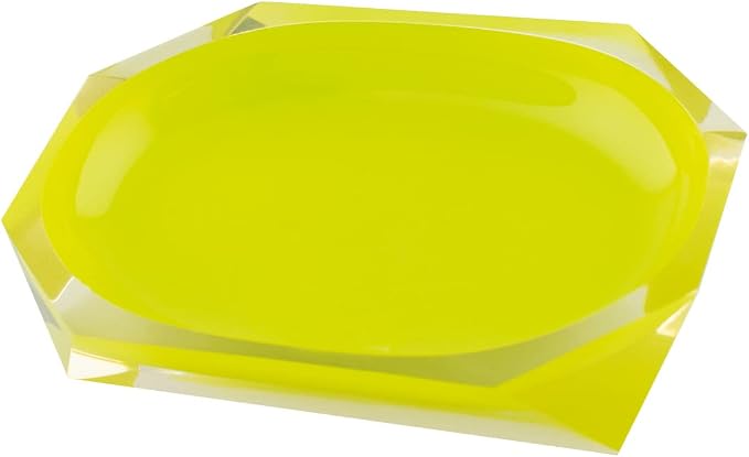 Faceted Soap Dish, Durable Resin, Smooth, Easy to Clean, for Stylish Bathroom Décor, Yellow, 4x5, Sold Individually