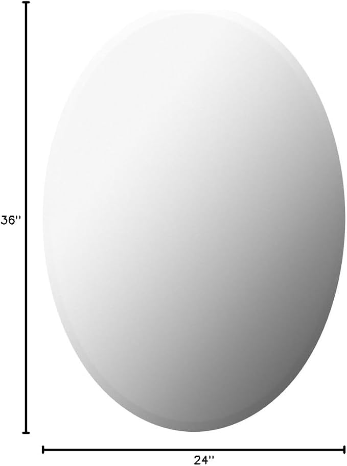 Frameless Oval Bathroom Mirror, 24x36 Inch Beveled Edge Vanity Wall Mirror for Over Sink, Modern Decorative Mirror for Bathroom, Bedroom, Entryway