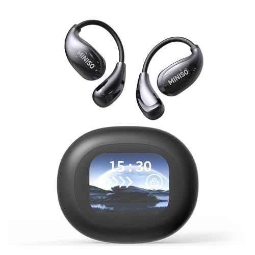 MINISO MS189 AI Language Translator Earbuds, Translator Earbuds Real Time, OWS LCD Touchscreen Translator Bluetooth Headphones Support 134 Languages & Accents, Suitable ??for Android &iOS, Black