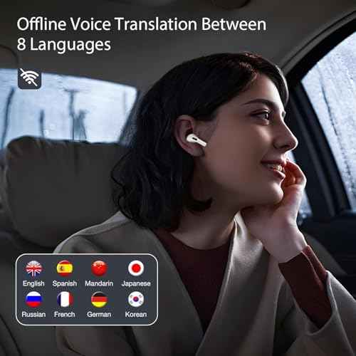 AI Language Translator Earbuds,144 Languages Bluetooth Translator Device and Accents 8 Offline Language Translation, Two-Way Translator Earphones for Language Learning/Travel/Business