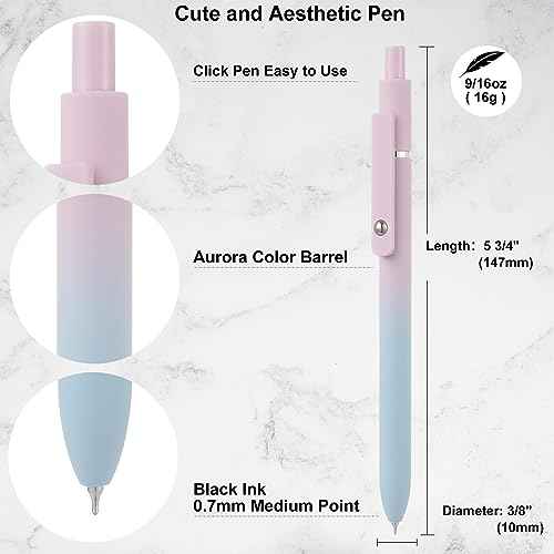 LINFANC 12 Pack Gel Pens Cute Medium Point 0.7mm Black Ink for Journaling Aesthetic School Supplies Office Supplies