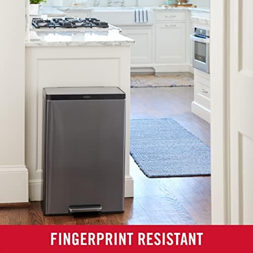 Rubbermaid Elite Stainless Steel Step-On Trash Can - 12 Gallon Charcoal Wastebasket for Home & Office