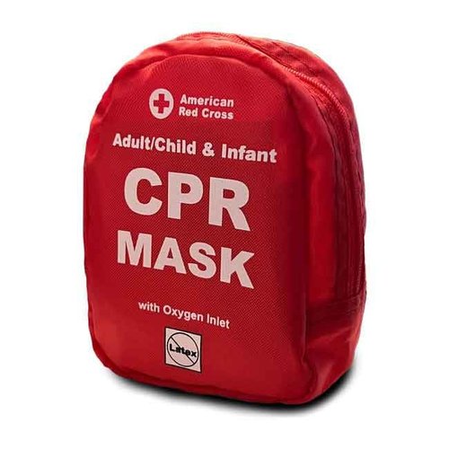 American Red Cross CPR Mask - Adult, Child & Infant with O2 Inlet | Soft Case & Gloves Included