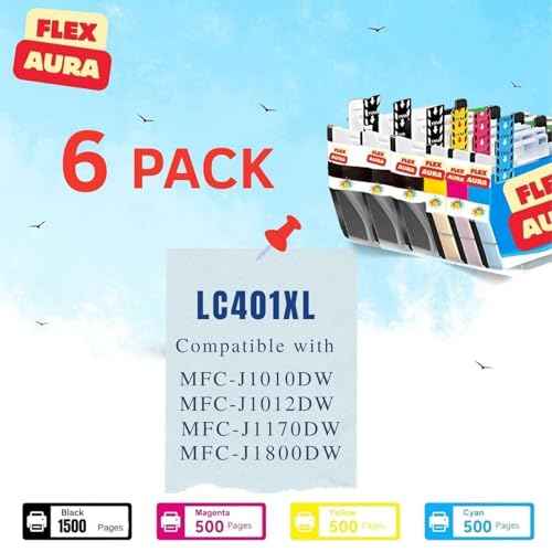 LC401XL Compatible Ink Cartridges ? 6 Pack High Yield Replacement for MFC-J1010DW, MFC-J1012DW, MFC-J1170DW, MFC-J1800DW (3 Black, 1 Cyan, 1 Magenta, 1 Yellow)