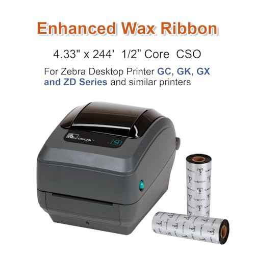 10 Rolls Desktop Thermal Transfer Ribbons -Enhanced Wax, 4.33" x 244'(110mm x 74m), 0.5" Core, for Zebra Desktop Printer
